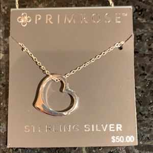 NWT Women’s Sterling Silver Heart Necklace 18” plus 1/2” for heart